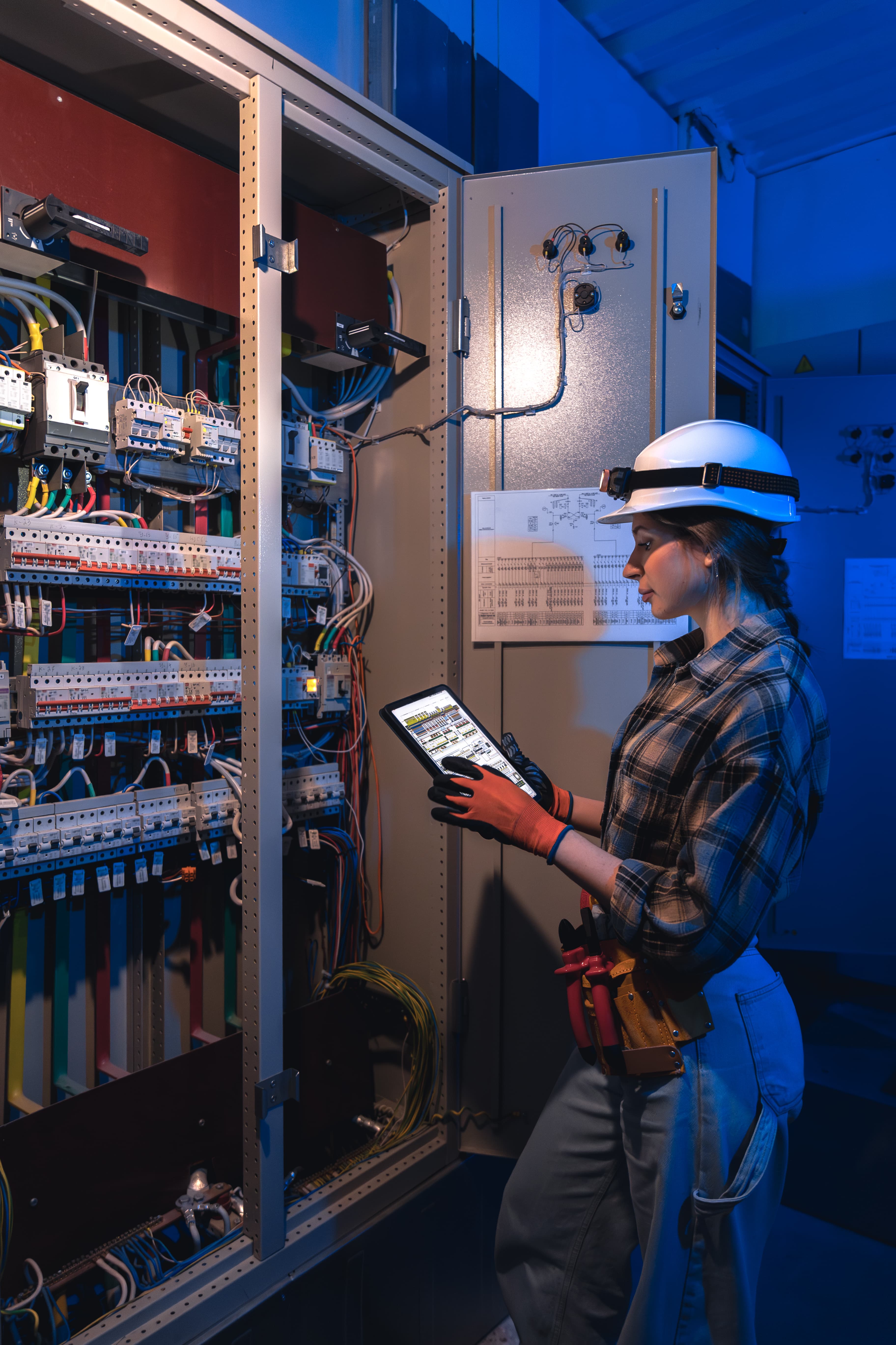 Electrician working on a commercial project